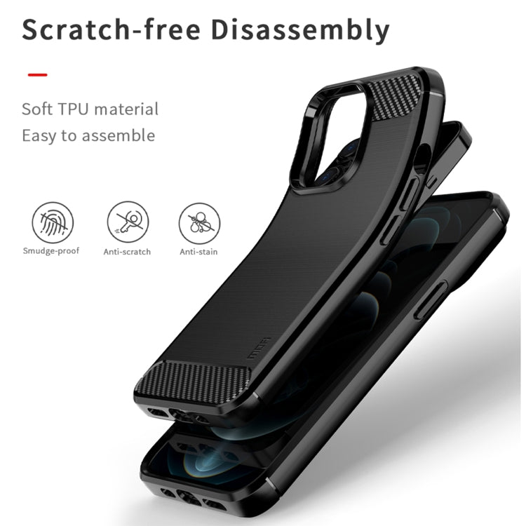 For iPhone 13 Pro Max MOFI Gentleness Series Brushed Texture Carbon Fiber Soft TPU Case  (Black) - iPhone 13 Pro Max Cases by MOFI | Online Shopping South Africa | PMC Jewellery