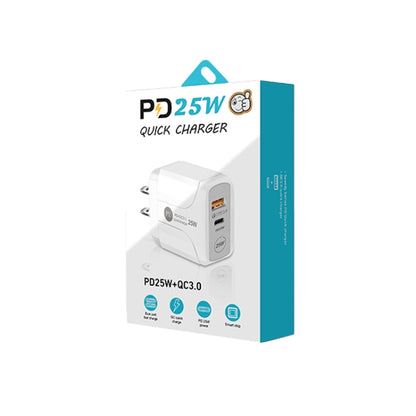 PD25W USB-C / Type-C + QC3.0 USB Dual Ports Fast Charger, US Plug(White) - USB Charger by PMC Jewellery | Online Shopping South Africa | PMC Jewellery | Buy Now Pay Later Mobicred