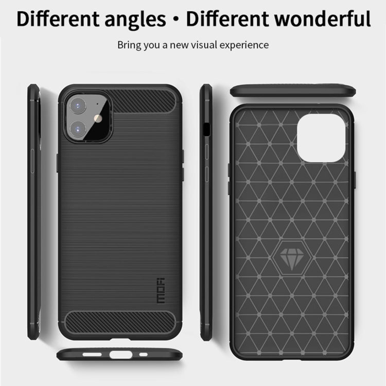 For iPhone 12 mini MOF Gentleness Series Brushed Texture Carbon Fiber Soft TPU Case (Gray) - iPhone 12 mini Cases by MOFI | Online Shopping South Africa | PMC Jewellery