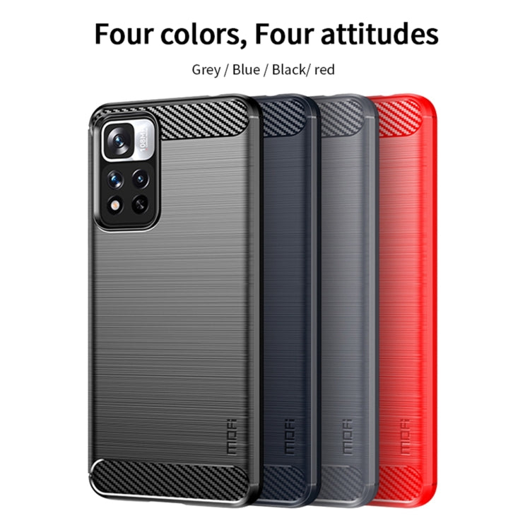 For Xiaomi Redmi Note11 Pro / Note 11 Pro+ MOFI Gentleness Series Brushed Texture Carbon Fiber Soft TPU Phone Case(Blue) - Xiaomi Cases by MOFI | Online Shopping South Africa | PMC Jewellery