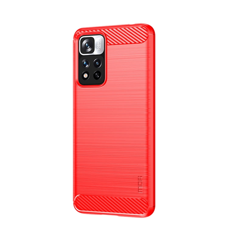 For Xiaomi Redmi Note11 Pro / Note 11 Pro+ MOFI Gentleness Series Brushed Texture Carbon Fiber Soft TPU Phone Case(Red) - Xiaomi Cases by MOFI | Online Shopping South Africa | PMC Jewellery