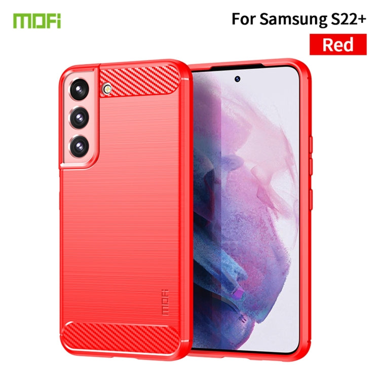 For Samsung Galaxy S22+ 5G MOFI Gentleness Series Brushed Texture Carbon Fiber Soft TPU Case(Red) - Galaxy S22+ 5G Cases by MOFI | Online Shopping South Africa | PMC Jewellery | Buy Now Pay Later Mobicred