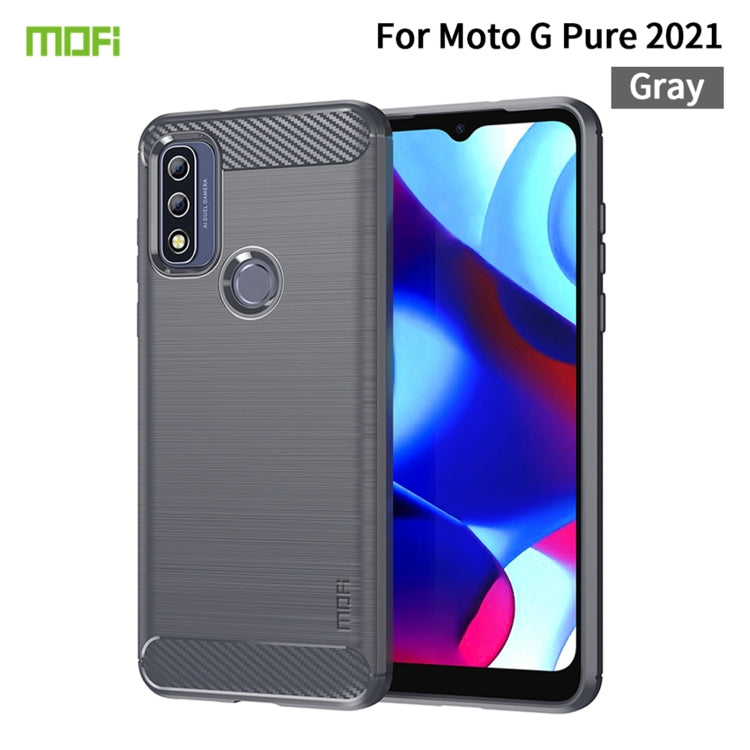 For Motorola Moto G Pure 2021 MOFI Gentleness Series Brushed Texture Carbon Fiber Soft TPU Case(Gray) - Motorola Cases by MOFI | Online Shopping South Africa | PMC Jewellery | Buy Now Pay Later Mobicred