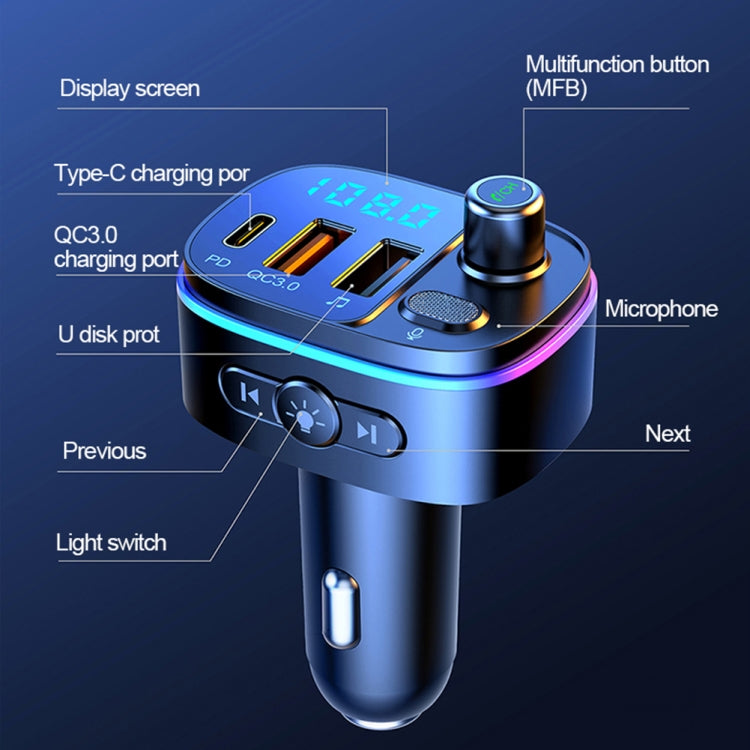 T65 Car Bluetooth FM Transmitter Dual USB Type-C QC3.0 Charger - free shipping - PMC TechLife - Order now!