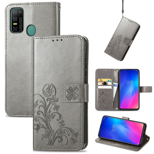 For Doogee N30 Four-leaf Clasp Embossed Buckle Mobile Phone Protection Leather Case(Grey) - More Brand by PMC Jewellery | Online Shopping South Africa | PMC Jewellery | Buy Now Pay Later Mobicred