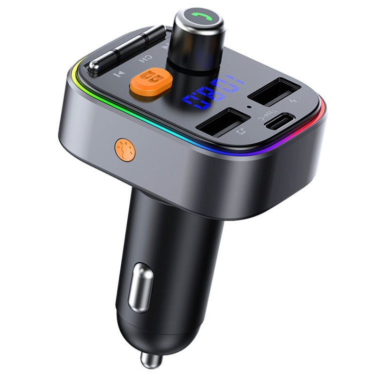 T48C Car Bluetooth 5.0 Fm Transmitter Kit Dual USB with Type-C 5V 2.4A Car Charger - Bluetooth Car Kits by PMC Jewellery | Online Shopping South Africa | PMC Jewellery | Buy Now Pay Later Mobicred