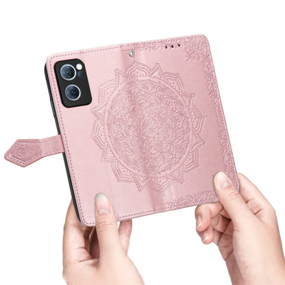 For OPPO Reno7 5G Mandala Flower Embossed Flip Leather Phone Case(Rose Gold) - OPPO Cases by PMC Jewellery | Online Shopping South Africa | PMC Jewellery | Buy Now Pay Later Mobicred