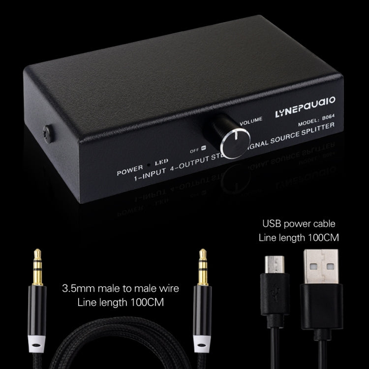 1 In 4 Out Audio Frequency Signal Splitter Distribute Device, Non Consumption, 3.5mm Interface Output -  by PMC Jewellery | Online Shopping South Africa | PMC Jewellery | Buy Now Pay Later Mobicred