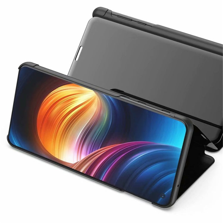 For OPPO Realme 9 Pro+ Plated Mirror Horizontal Flip Leather Case with Holder(Black) - Realme Cases by PMC TechLife | Online Shopping South Africa | PMC TechLife