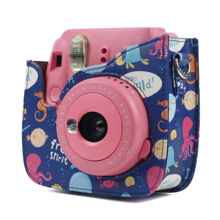 Ocean World Pattern Full Body Camera PU Leather Case Bag with Strap for FUJIFILM instax mini 9 / mini 8+ / mini 8 - Leather Bag by PMC TechLife | Online Shopping South Africa | PMC TechLife | Buy Now Pay Later Mobicred