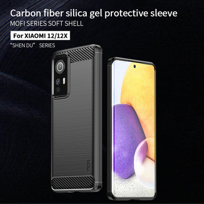 For Xiaomi 12 / 12X MOFI Gentleness Brushed Carbon Fiber Soft TPU Case(Blue) - Xiaomi Cases by MOFI | Online Shopping South Africa | PMC Jewellery | Buy Now Pay Later Mobicred