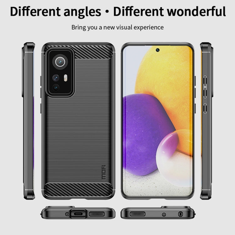 For Xiaomi 12 / 12X MOFI Gentleness Brushed Carbon Fiber Soft TPU Case(Gray) - Xiaomi Cases by MOFI | Online Shopping South Africa | PMC Jewellery | Buy Now Pay Later Mobicred