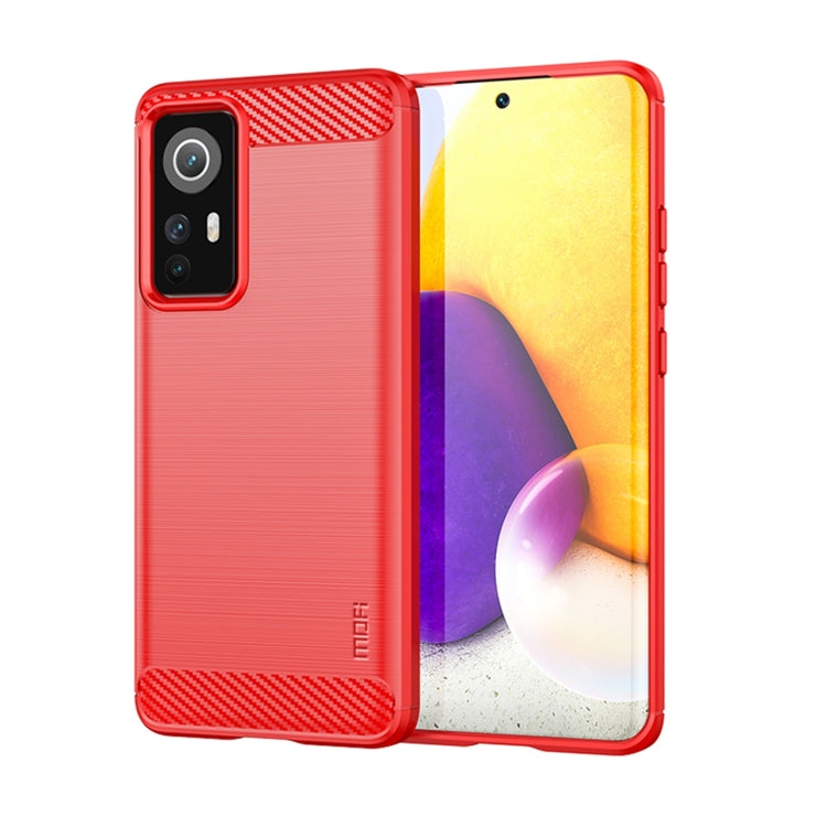 For Xiaomi 12 / 12X MOFI Gentleness Brushed Carbon Fiber Soft TPU Case(Red) - Xiaomi Cases by MOFI | Online Shopping South Africa | PMC Jewellery | Buy Now Pay Later Mobicred