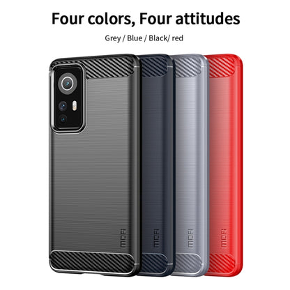 For Xiaomi 12 / 12X MOFI Gentleness Brushed Carbon Fiber Soft TPU Case(Red) - Xiaomi Cases by MOFI | Online Shopping South Africa | PMC Jewellery | Buy Now Pay Later Mobicred