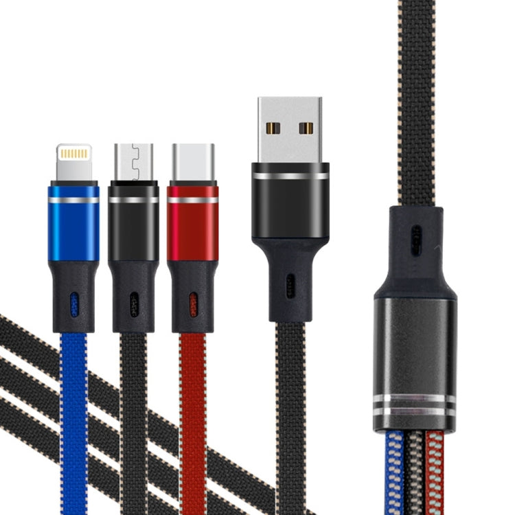 XJ-76 40W 5A 3 in 1 USB to 8 Pin + Type-C + Micro USB Super Flash Charging Cable, Length: 1.18m(Colour) - Multifunction Cable by PMC Jewellery | Online Shopping South Africa | PMC Jewellery | Buy Now Pay Later Mobicred