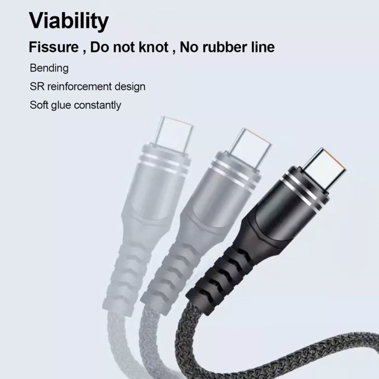 XJ-79 66W 6A 3 in 1 Type-C to 8 Pin + Type-C + Micro USB Super Flash Charging Cable, Length: 1.2m - Multifunction Cable by PMC Jewellery | Online Shopping South Africa | PMC Jewellery | Buy Now Pay Later Mobicred