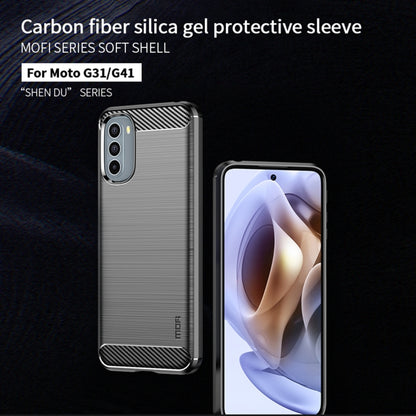 For Motorola Moto G31/G41 MOFI Gentleness Series Brushed Texture Carbon Fiber TPU Phone Case(Gray) - Motorola Cases by MOFI | Online Shopping South Africa | PMC Jewellery