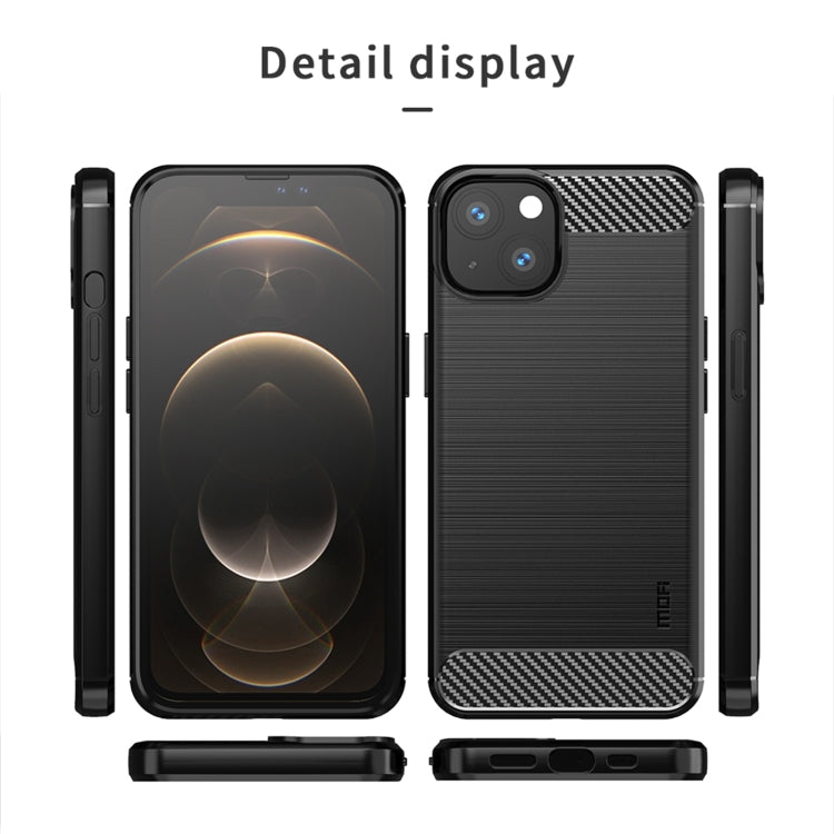 For iPhone 14 MOFI Gentleness Brushed Texture Carbon Fiber TPU Phone Case (Black) - iPhone 14 Cases by MOFI | Online Shopping South Africa | PMC Jewellery