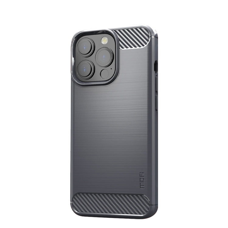 For iPhone 14 Pro MOFI Gentleness Brushed Texture Carbon Fiber TPU Phone Case (Gray) - iPhone 14 Pro Cases by MOFI | Online Shopping South Africa | PMC TechLife