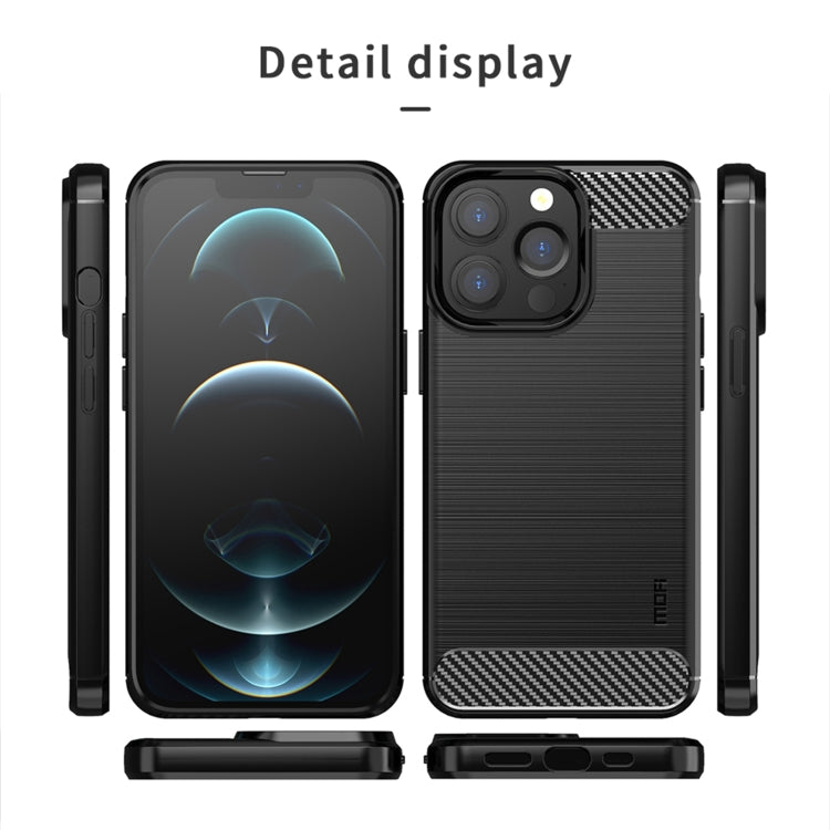 For iPhone 14 Pro MOFI Gentleness Brushed Texture Carbon Fiber TPU Phone Case (Gray) - iPhone 14 Pro Cases by MOFI | Online Shopping South Africa | PMC TechLife