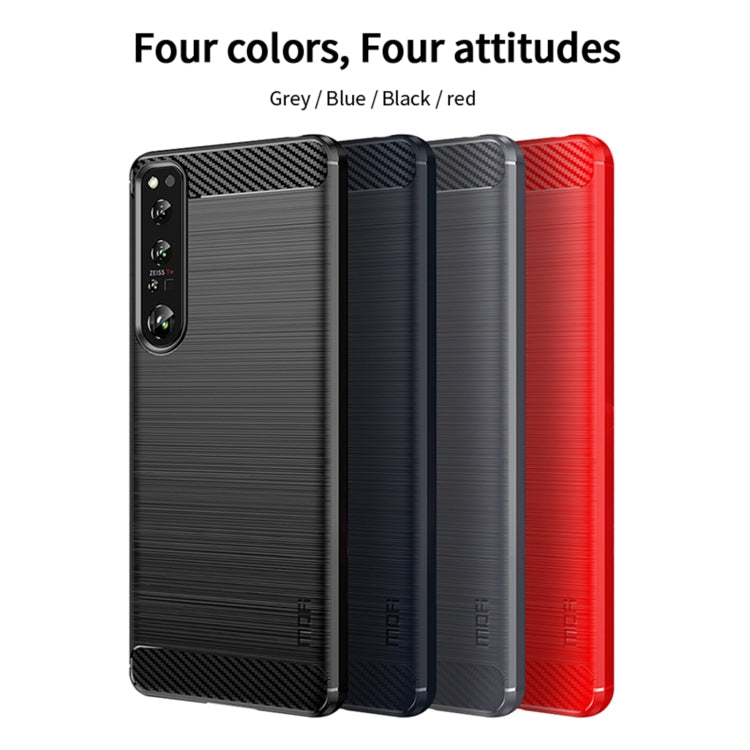 For Sony Xperia 1 IV MOFI Gentleness Series Brushed Texture Carbon Fiber Soft TPU Case(Gray) - Sony Cases by MOFI | Online Shopping South Africa | PMC Jewellery