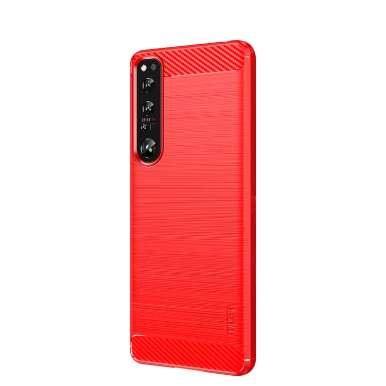 For Sony Xperia 1 IV MOFI Gentleness Series Brushed Texture Carbon Fiber Soft TPU Case(Red) - Sony Cases by MOFI | Online Shopping South Africa | PMC Jewellery