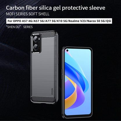 For OPPO A57 4G / A57 5G / A77 5G  MOFI Gentleness Series Brushed Texture Carbon Fiber Soft TPU Case(Blue) -  by MOFI | Online Shopping South Africa | PMC Jewellery