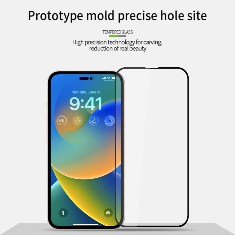 For iPhone 14 MOFI 9H 2.5D Full Screen Tempered Glass Film(Black) - free shipping - PMC TechLife - Order now!