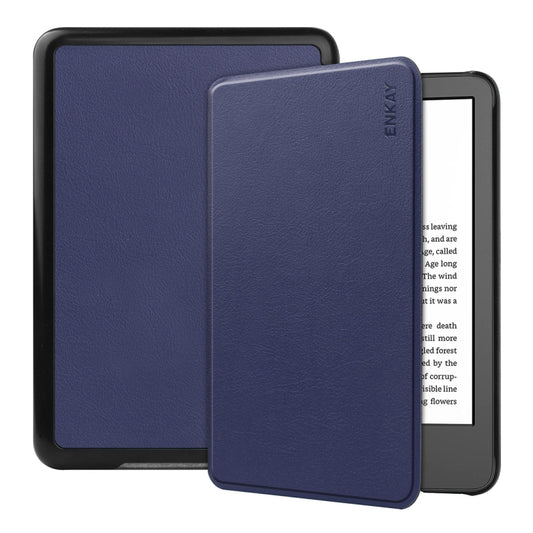 For Amazon Kindle 2022 Gen11 ENKAY Custer Texture Leather Smart Case(Dark Blue) - Amazon by ENKAY | Online Shopping South Africa | PMC Jewellery | Buy Now Pay Later Mobicred