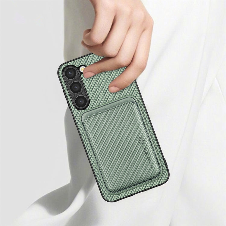 For Samsung Galaxy S23 5G Carbon Fiber Leather Card Magsafe Case(Khaki) - Galaxy S23 5G Cases by PMC TechLife | Online Shopping South Africa | PMC TechLife