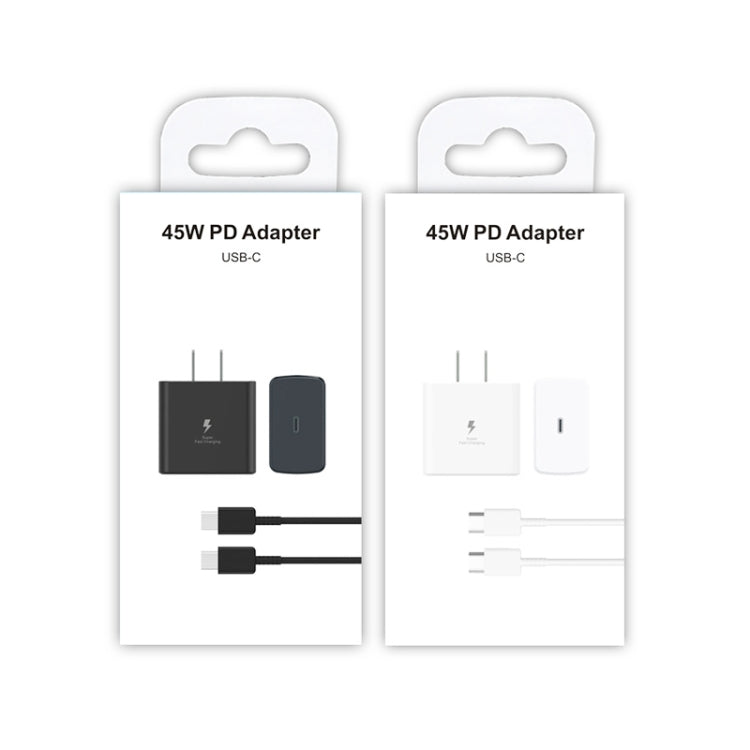 M135 45W USB-C / Type-C Port Fast Charger with 5A Type-C to Type-C Cable, US Plug(White) - USB Charger by PMC TechLife | Online Shopping South Africa | PMC TechLife | Buy Now Pay Later Mobicred