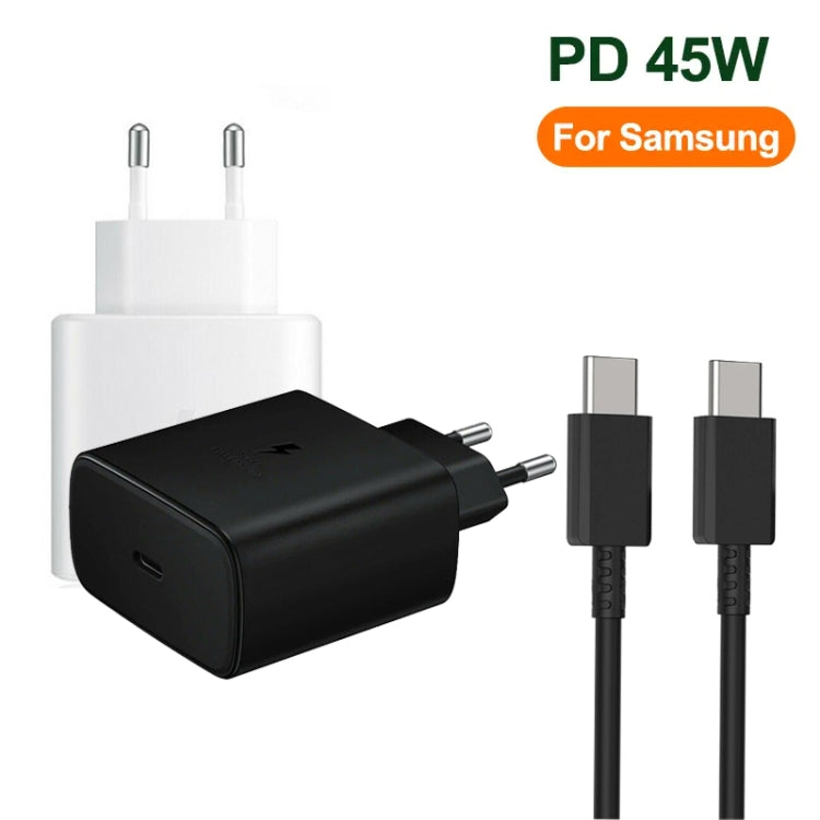 M135 45W USB-C / Type-C Port Fast Charger with 5A Type-C to Type-C Cable, EU Plug(Black) - USB Charger by PMC TechLife | Online Shopping South Africa | PMC TechLife | Buy Now Pay Later Mobicred