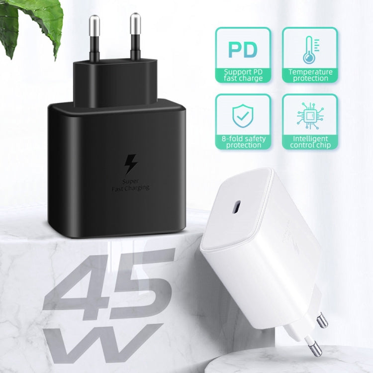 M135 45W USB-C / Type-C Port Fast Charger with 5A Type-C to Type-C Cable, EU Plug(Black) - USB Charger by PMC TechLife | Online Shopping South Africa | PMC TechLife | Buy Now Pay Later Mobicred
