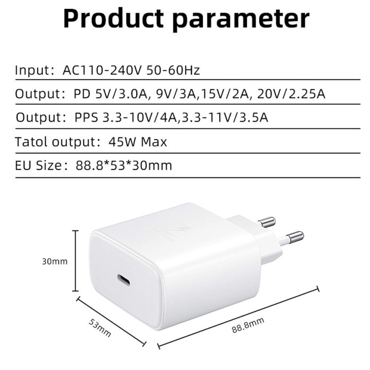 M135 45W USB-C / Type-C Port Fast Charger with 5A Type-C to Type-C Cable, EU Plug(Black) - USB Charger by PMC TechLife | Online Shopping South Africa | PMC TechLife | Buy Now Pay Later Mobicred
