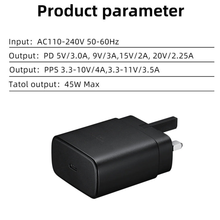 M135 45W USB-C / Type-C Port Fast Charger, UK Plug(Black) - USB Charger by PMC TechLife | Online Shopping South Africa | PMC TechLife | Buy Now Pay Later Mobicred