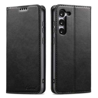 For Samsung Galaxy S24 5G Suteni Calf Texture Horizontal Flip Leather Phone Case(Black) - Galaxy S24 5G Cases by Suteni | Online Shopping South Africa | PMC Jewellery | Buy Now Pay Later Mobicred