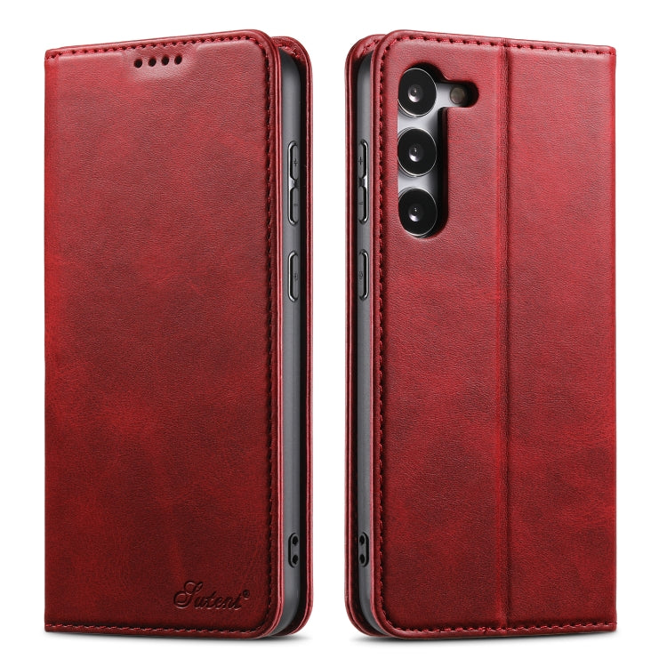 For Samsung Galaxy S24+ 5G Suteni Calf Texture Horizontal Flip Leather Phone Case(Red) - Galaxy S24+ 5G Cases by Suteni | Online Shopping South Africa | PMC Jewellery | Buy Now Pay Later Mobicred