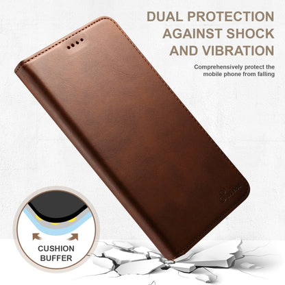 For Samsung Galaxy S24 Ultra 5G Suteni Calf Texture Horizontal Flip Leather Phone Case(Brown) - Galaxy S24 Ultra 5G Cases by Suteni | Online Shopping South Africa | PMC Jewellery | Buy Now Pay Later Mobicred