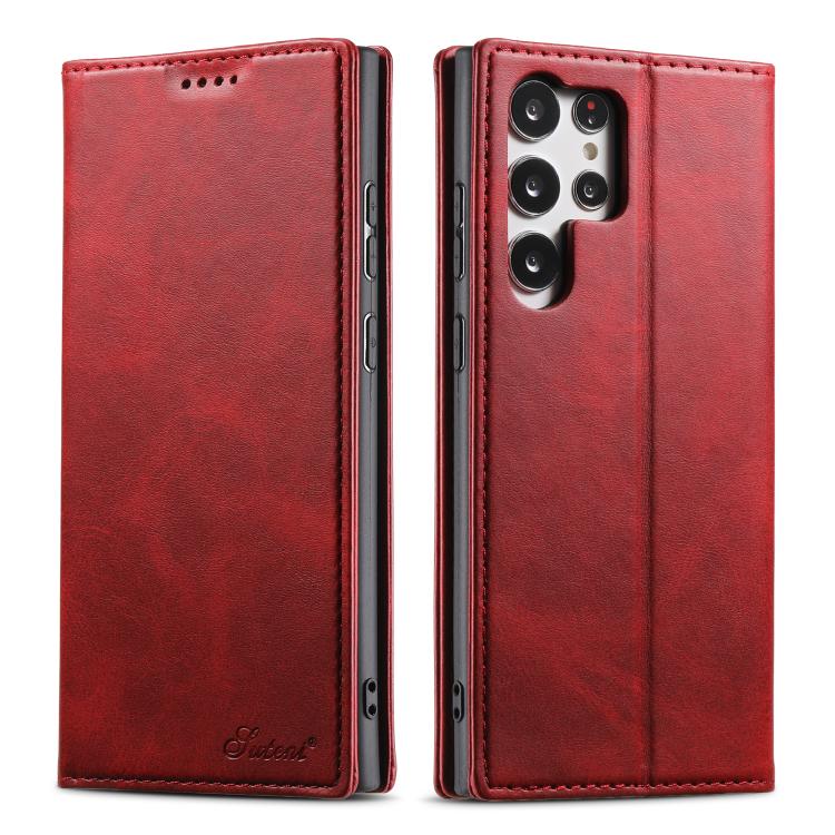 For Samsung Galaxy S25 Ultra 5G Suteni Calf Texture Horizontal Flip Leather Phone Case(Red) - Galaxy S25 Ultra 5G Cases by Suteni | Online Shopping South Africa | PMC Jewellery | Buy Now Pay Later Mobicred