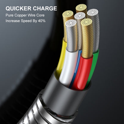 ENKAY ENK-CB131 USB to 8 Pin Carbon Steel Hose Spring 2.4A Fast Charging Data Cable, Length:1m(Silver) - Normal Style Cable by ENKAY | Online Shopping South Africa | PMC Jewellery | Buy Now Pay Later Mobicred