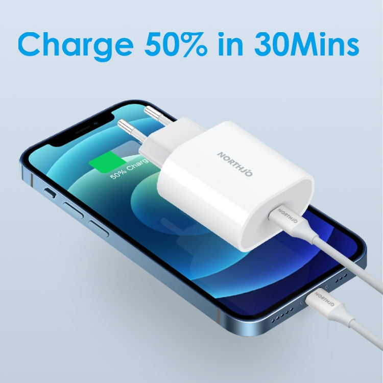 NORTHJO NOPD2000 PD 20W USB-C / Type-C Single Port Fast Wall Charger, Plug Type:EU Plug(White) - USB Charger by NORTHJO | Online Shopping South Africa | PMC Jewellery | Buy Now Pay Later Mobicred