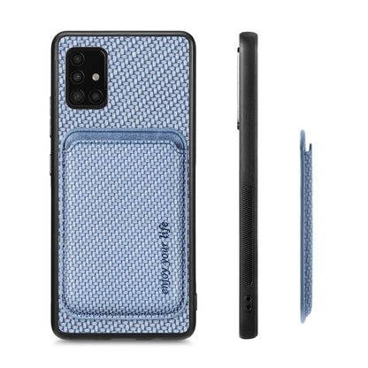 For Samsung Galaxy A51 5G Carbon Fiber Leather Card Magsafe Magnetic Phone Case(Blue) - Galaxy Phone Cases by PMC Jewellery | Online Shopping South Africa | PMC Jewellery