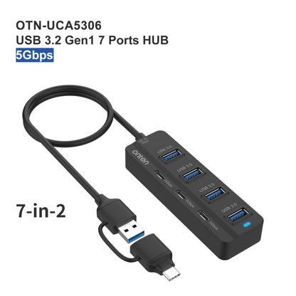 Onten UCA5306 7 in 2 USB3.0 + Type-C 7-Ports HUB Docking Station Support OTG Function - USB 3.0 HUB by Onten | Online Shopping South Africa | PMC Jewellery | Buy Now Pay Later Mobicred