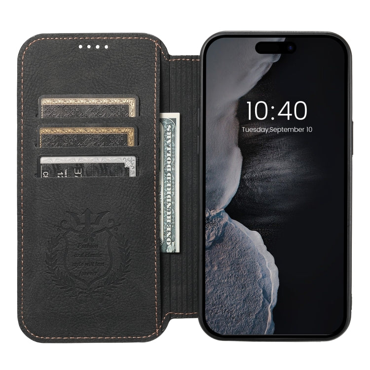 For iPhone 14 Pro Max Suteni J06 Retro Matte Litchi Texture Leather Magnetic Magsafe Phone Case(Black) - iPhone 14 Pro Max Cases by Suteni | Online Shopping South Africa | PMC Jewellery
