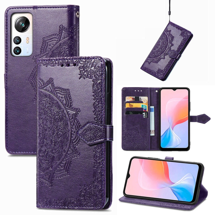 For Blackview A85 Mandala Flower Embossed Leather Phone Case(Purple) - More Brand by PMC Jewellery | Online Shopping South Africa | PMC Jewellery | Buy Now Pay Later Mobicred
