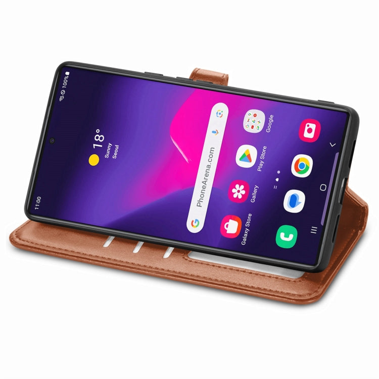 For Samsung Galaxy S25+ 5G Retro Solid Color Buckle Leather Phone Case(Brown) - Galaxy S25+ 5G Cases by PMC Jewellery | Online Shopping South Africa | PMC Jewellery | Buy Now Pay Later Mobicred