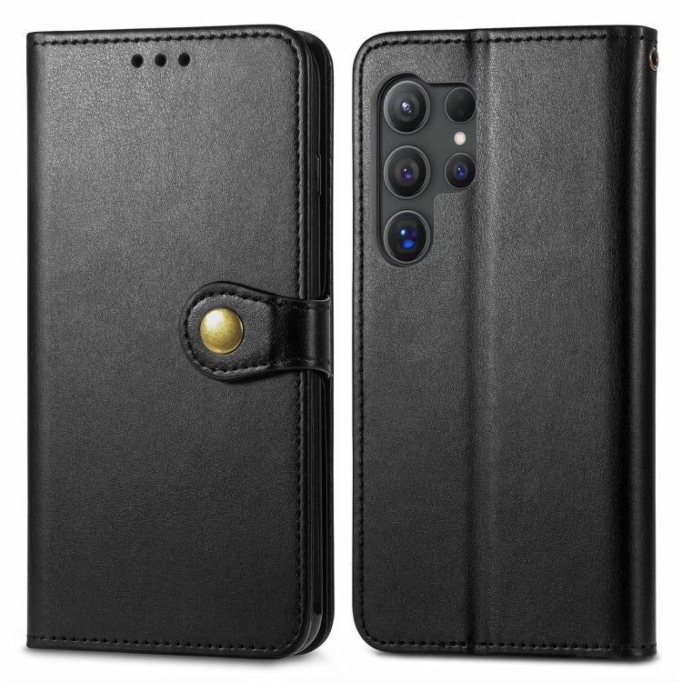 For Samsung Galaxy S25 5G Retro Solid Color Buckle Leather Phone Case(Black) - Galaxy S25 5G Cases by PMC Jewellery | Online Shopping South Africa | PMC Jewellery | Buy Now Pay Later Mobicred