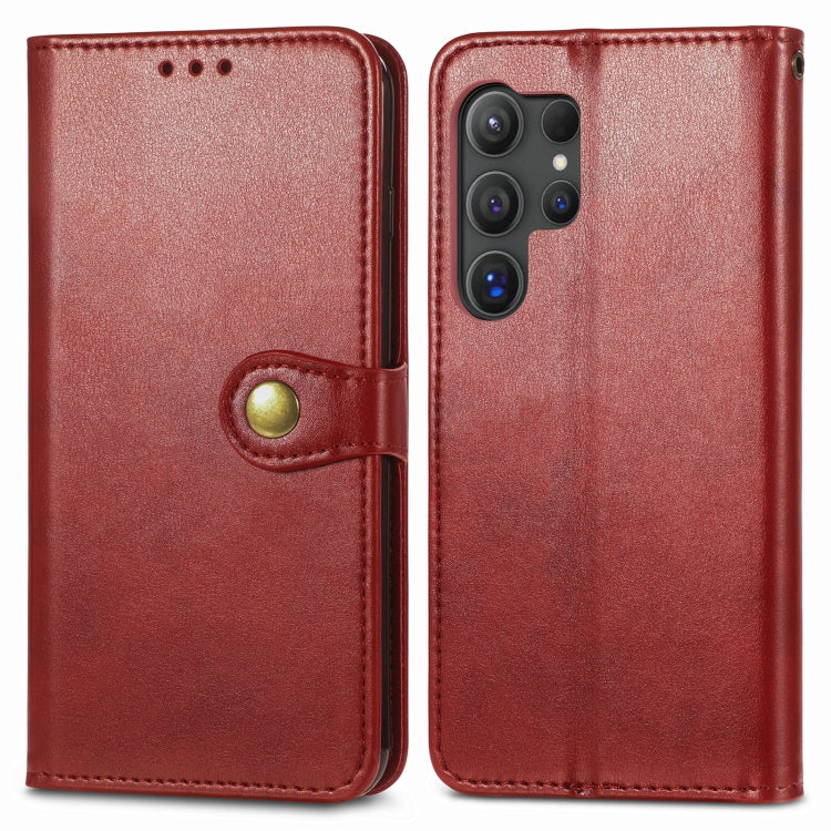 For Samsung Galaxy S25 5G Retro Solid Color Buckle Leather Phone Case(Red) - Galaxy S25 5G Cases by PMC Jewellery | Online Shopping South Africa | PMC Jewellery | Buy Now Pay Later Mobicred