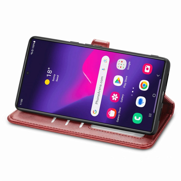 For Samsung Galaxy S25 5G Retro Solid Color Buckle Leather Phone Case(Red) - Galaxy S25 5G Cases by PMC Jewellery | Online Shopping South Africa | PMC Jewellery | Buy Now Pay Later Mobicred