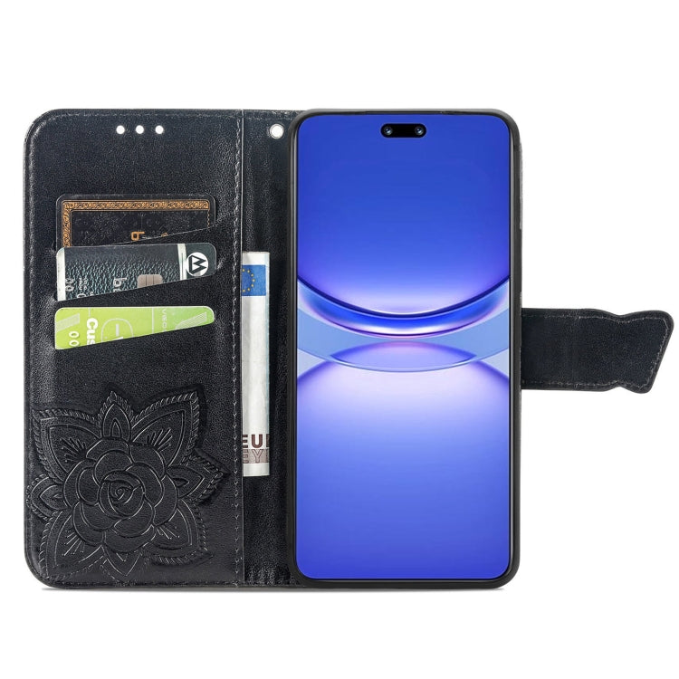 For Huawei  Nova 12 Pro Butterfly Love Flower Embossed Leather Phone Case(Black) - Huawei Cases by PMC Jewellery | Online Shopping South Africa | PMC Jewellery | Buy Now Pay Later Mobicred